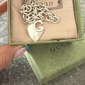 Gucci Silver Heart Charm Bracelet